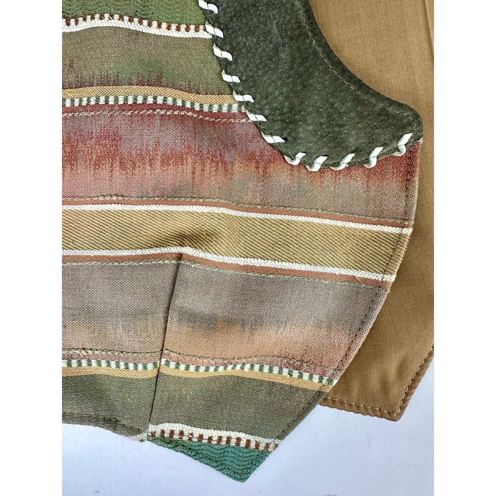 Western Suede Leather Patchwork Tapestry Vest Whi… - image 7